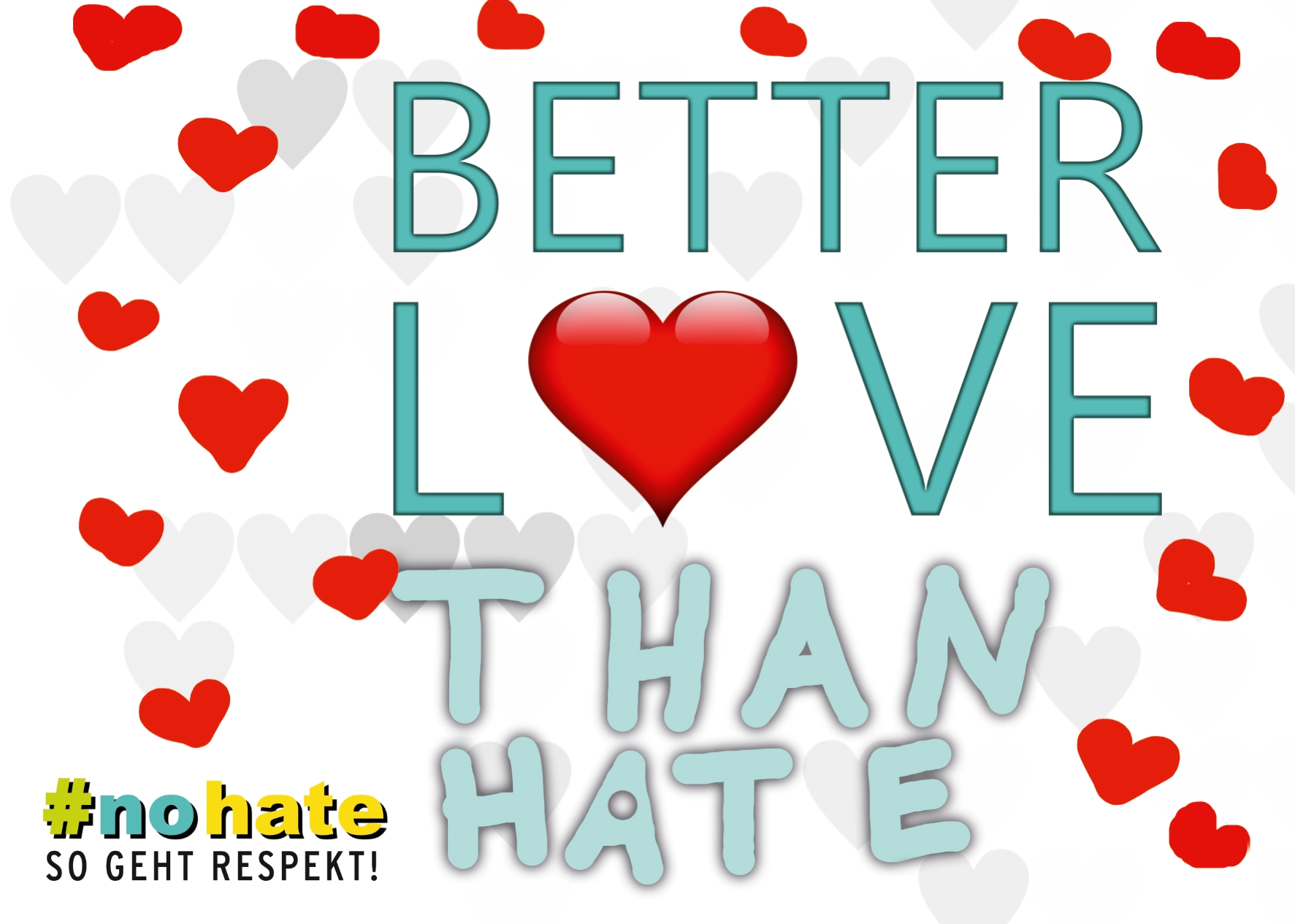 Postkarten- und Stickermotiv "Better love than hate"